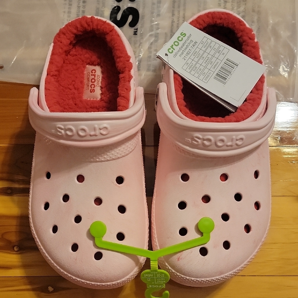 CROCS Classic Lined Pink Watercolor Marbled W7/M5